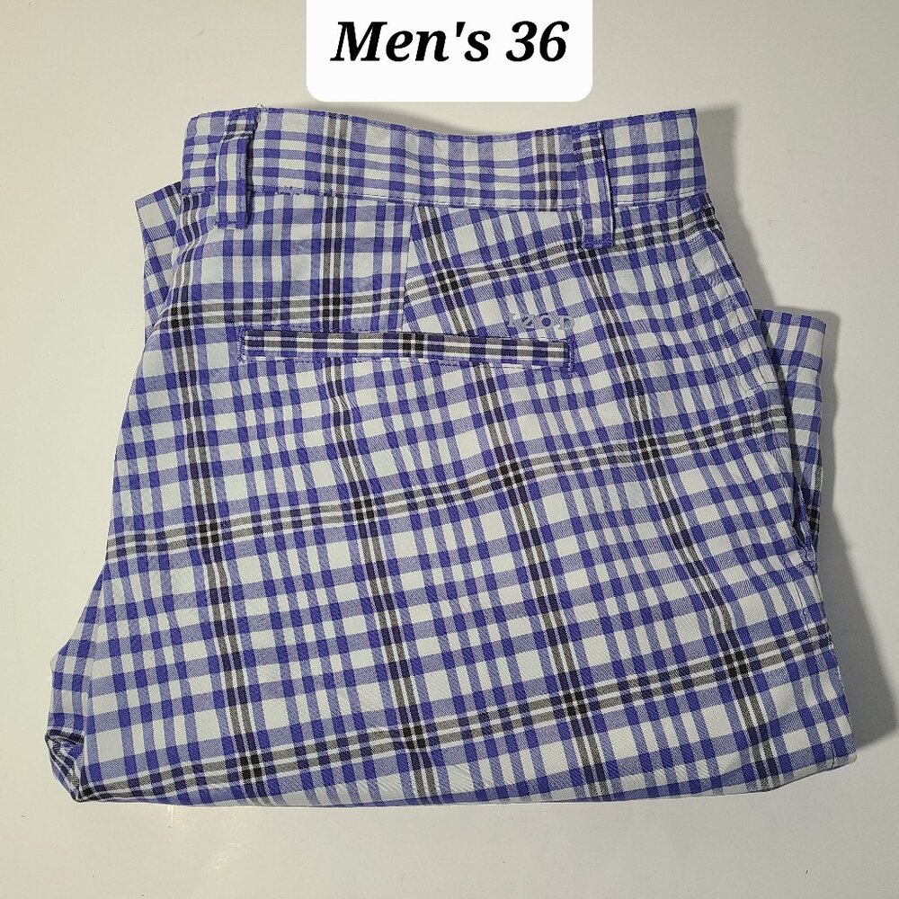 Izod Golf Purple/Black Check Men's Shorts Size 36 VGUC